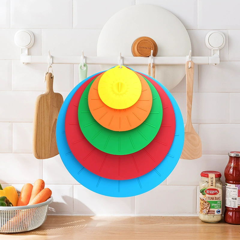 Силиконовая крышка для свежести Микроволновые нагревательные крышки Пищевая защита от пыли и брызг Свежий набор 5 цветов