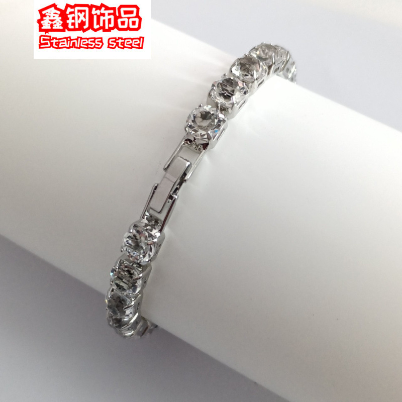 Cross-border hip-hop jewelry full of rhinestones 6mm tennis chain a row of bracelets ladies single row of bracelet fashion jewelry wholesale