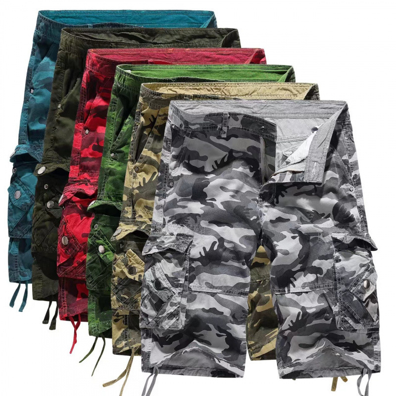 Year-Round Loose Camouflage Large-Size Cargo Shorts with Multiple Pockets, Five-Point Mid-Length Pants, Foreign Trade Cargo Pants Year-Round Loose Camouflage Large-Size Cargo Shorts with Multiple Pockets, Five-Point Mid-Length Pants, Foreign Trade Cargo Pants