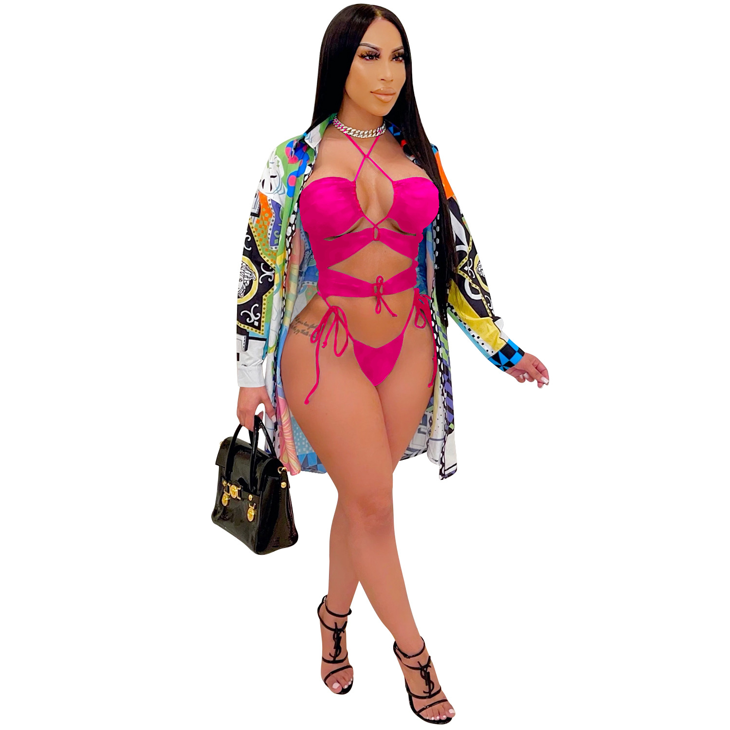 C5073 precio especial sin reembolso sin cambio, cuidado con la moda europea y americana transfronteriza ropa de mujer de verano chaqueta de playa traje de baño