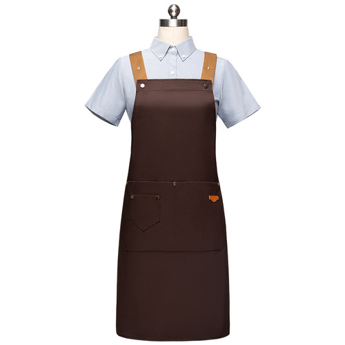 Pure cotton apron logo printing catering milk tea fruit barbecue hot pot shop waterproof and oil-proof work clothes wholesale