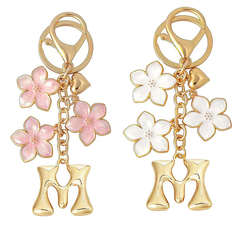 Aliexpress New Foreign Trade Product Pink Flower Pendant Keychain 26-Letter Charm Bag Car Key Pendant Aliexpress New Foreign Trade Product Pink Flower Pendant Keychain 26-Letter Charm Bag Car Key Pendant
