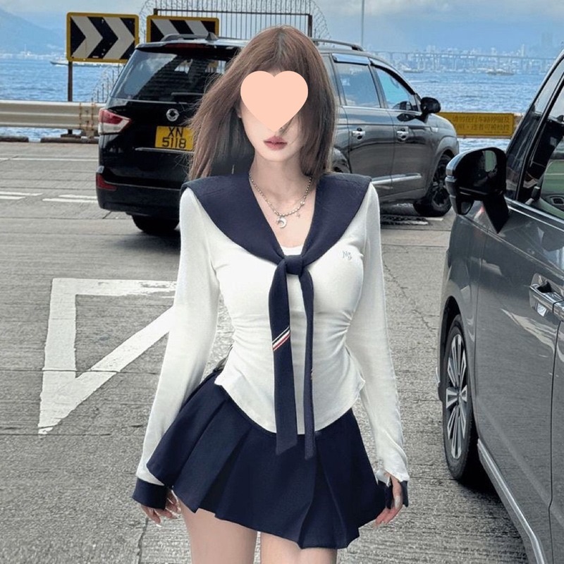 辣妹秋基础修身恤坎肩三件套设计感上衣内搭蛋糕裙|undefined