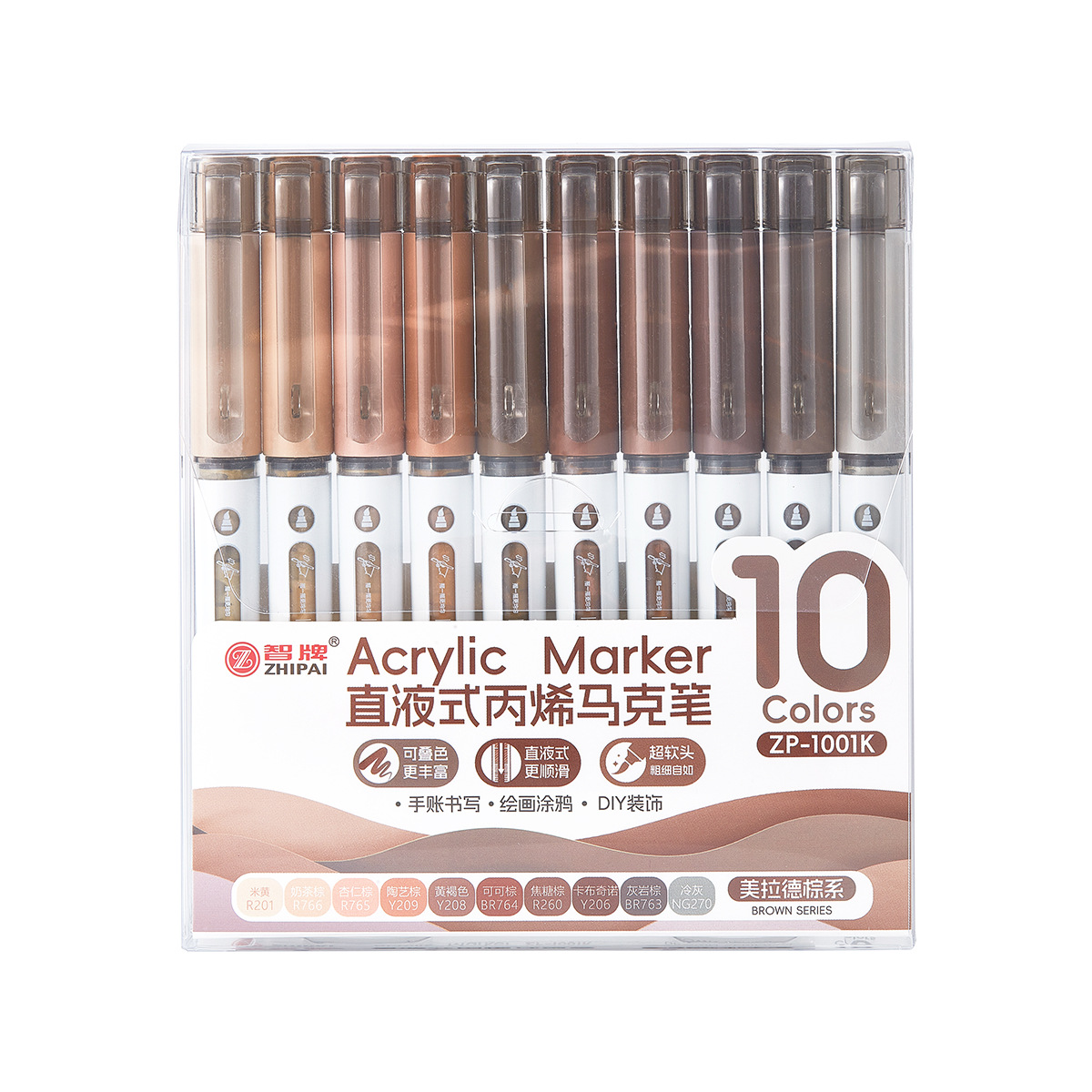 Bolígrafo de acrílico líquido recto de cabeza suave multicolor de gran capacidad para estudiantes cuentas de mano para pintar bolígrafo de tinta visual