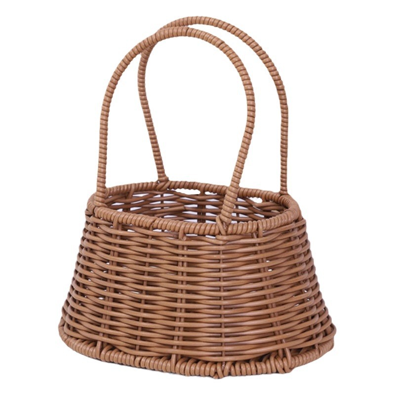 Cestas de flores de caña tejidas a mano canasta de mano pastoral creativa Qixi Festival de caña floral decorativa canasta huevo