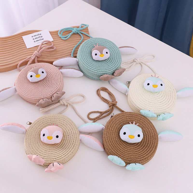 fashion contrast color Penguin Childrens straw hat fisherman hat summer sunscreen baby bag wholesalepicture1
