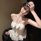 French Style Lace Camisole Women's Belt Chest Pad One-character Collar Neck Hot Girl All-match Chest Wrapping Tube Top