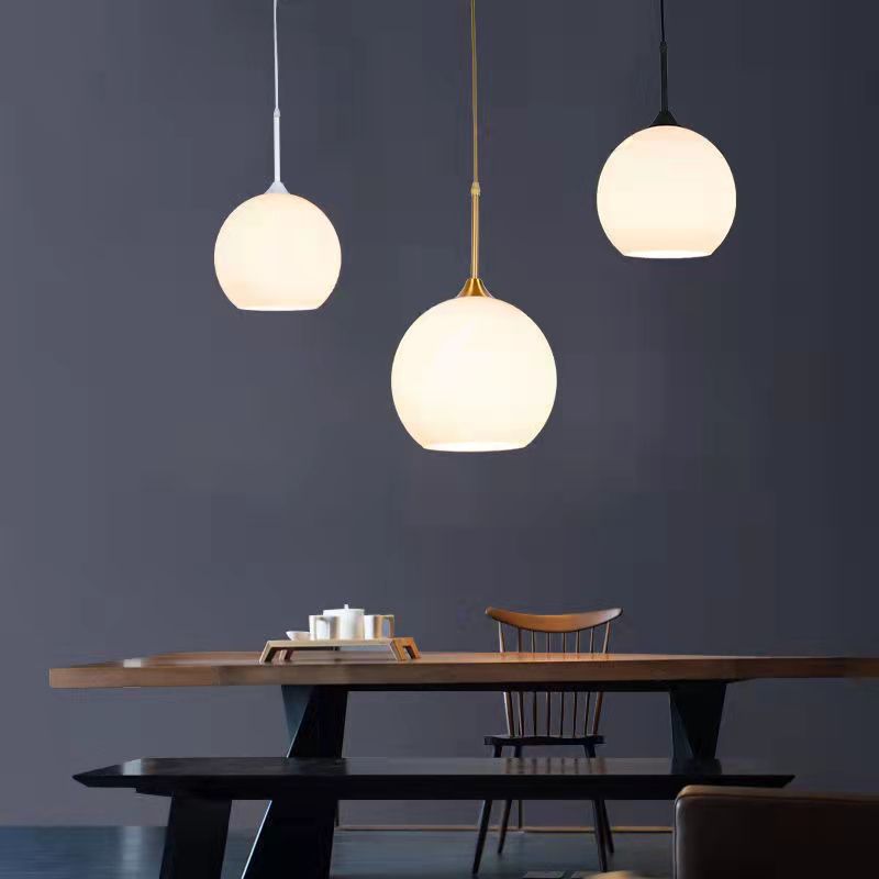 Modern Minimalist Bedroom Bedside Pendant Lamp Dining Table Restaurant Bar Counter Light Nordic Creative Single Head Glass Sphere Pendant Lamp