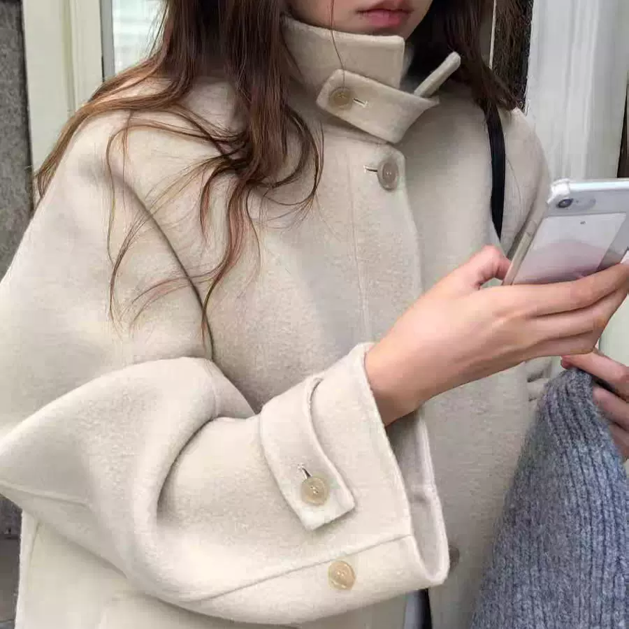 现货 2025冬季新韩国东大门over t*ke翻领单排扣中长款大衣外套女