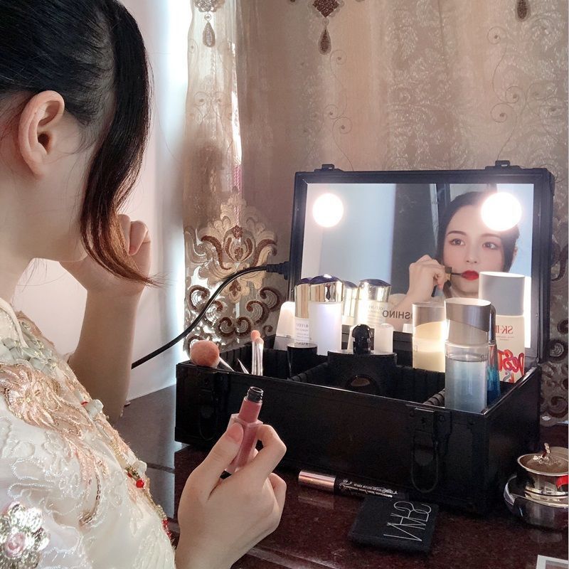专业跟妆师化妆箱高级LED镜子带灯新款手提便捷大容量收纳包|undefined