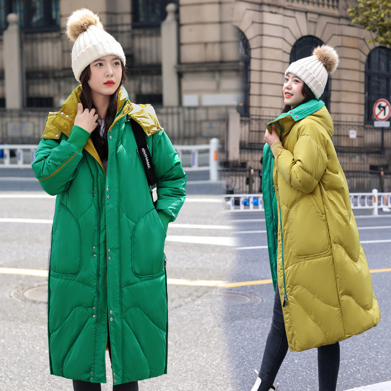 Down cotton-padded jacket for women 2022 autumn and winter new mid-length over-the-knee couple wear double-sided thickened cotton-padded jacket coat