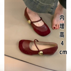 赤い丸い頭の中で高くなったミルクの靴の女性2025の新型の春夏のメアリー珍の靴の晩の風の浅い口の靴