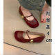 Red Round Head Inner Height Increasing Milk Shoes Women's 2025 New Spring and Summer Mary Jane Shoes Late Evening Breeze Shallow Mouth Single-layer Shoes