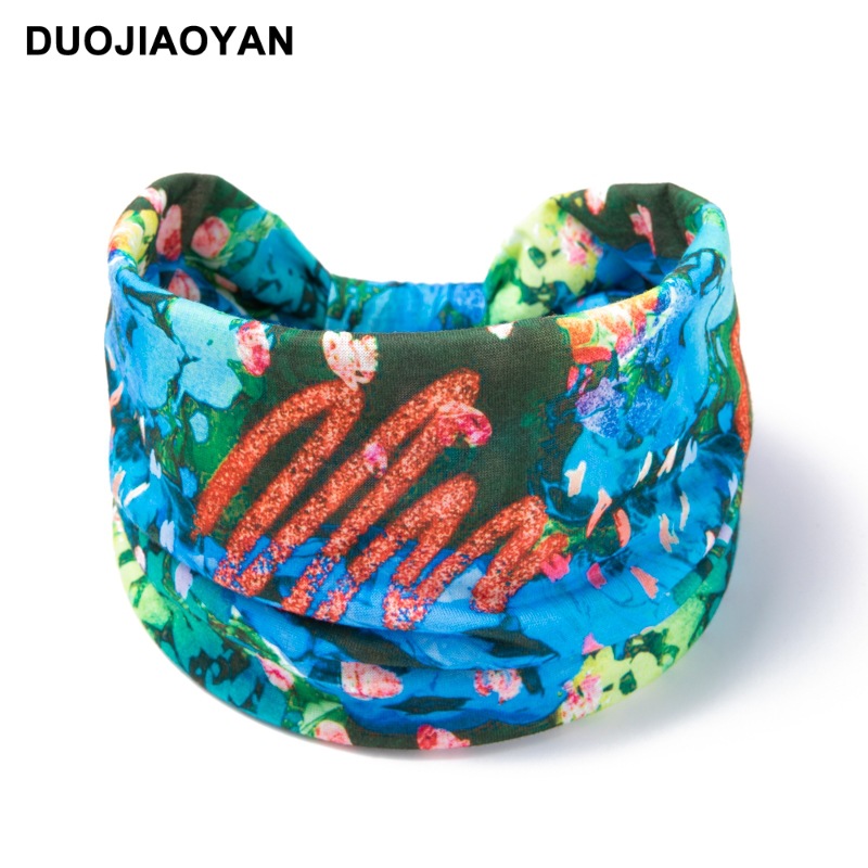 Otoño e Invierno nueva diadema de moda para mujer con estampado bohemio nudo ancho borde elástico pañuelo para la cabeza accesorios para el cabello_voghion.com