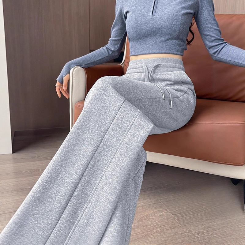 Women's Pants Cross-Border New Style Drawstring Casual 2026 Everyday Lazy Autumn and Winter Fashion Straight-Leg Pants for Petite Figures, Extended Length for Commuting