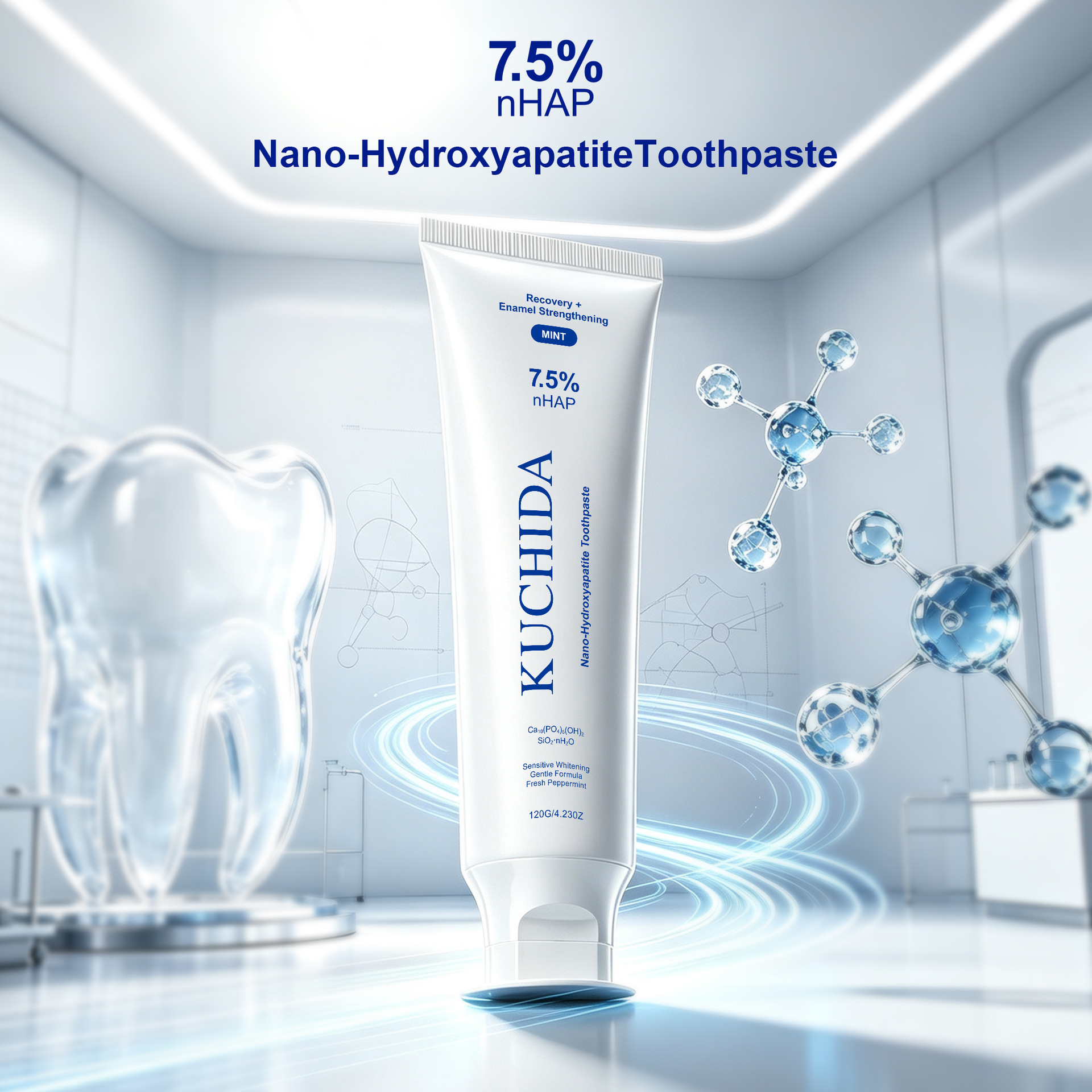 [Cross-border wholesale] English version 7.5% nano-hydroxyapatite toothpaste, fluoride-free, gentle, and provides fresh breath. Wholesale