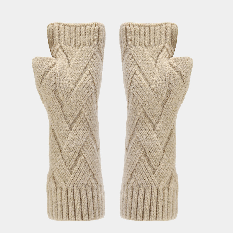 Ny efterår og vinter udendørs varm hue, handske, tørklæde, tredelt sæt, ensfarvet strikhuesæt_voghion.com