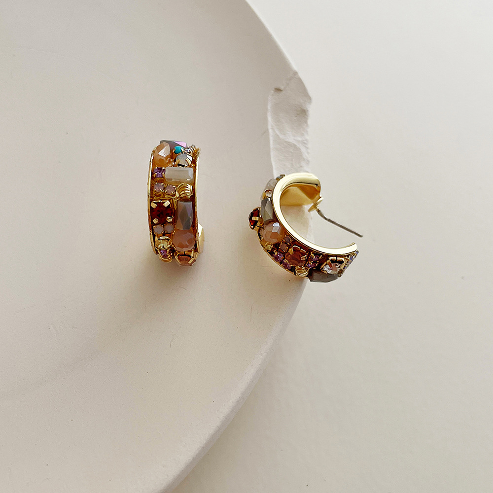 Geometric Pattern 1 Pair Vintage Style Geometric Alloy Plating Artificial Crystal Women's Earrings