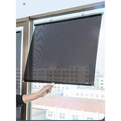 Car sunshade retractable sunshade curtain suction type sunscreen curtain car front windshield automatic roller shutter sun shield (Sun shade) - black-polka-dot-model-68125cm