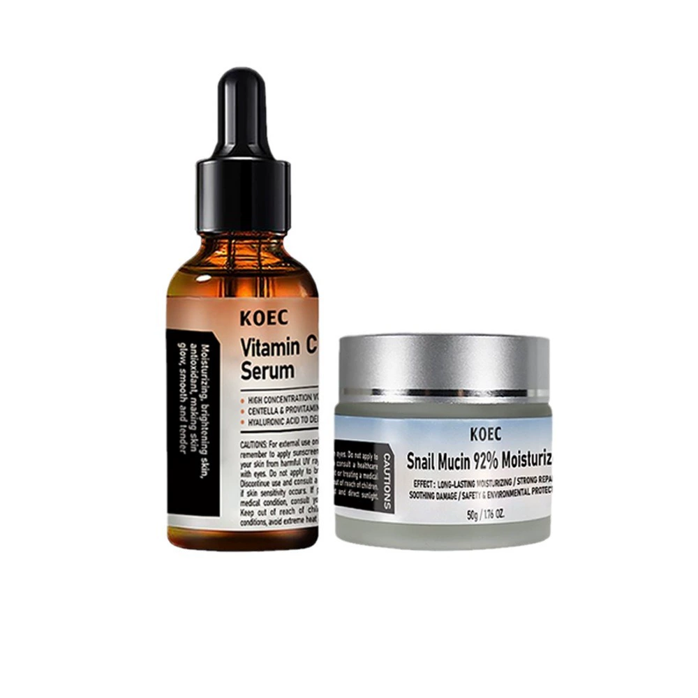 Face care set (KOEC) Vitamin C serum + Snail Mucin 92% moisturizing cream, repairing & hydrating