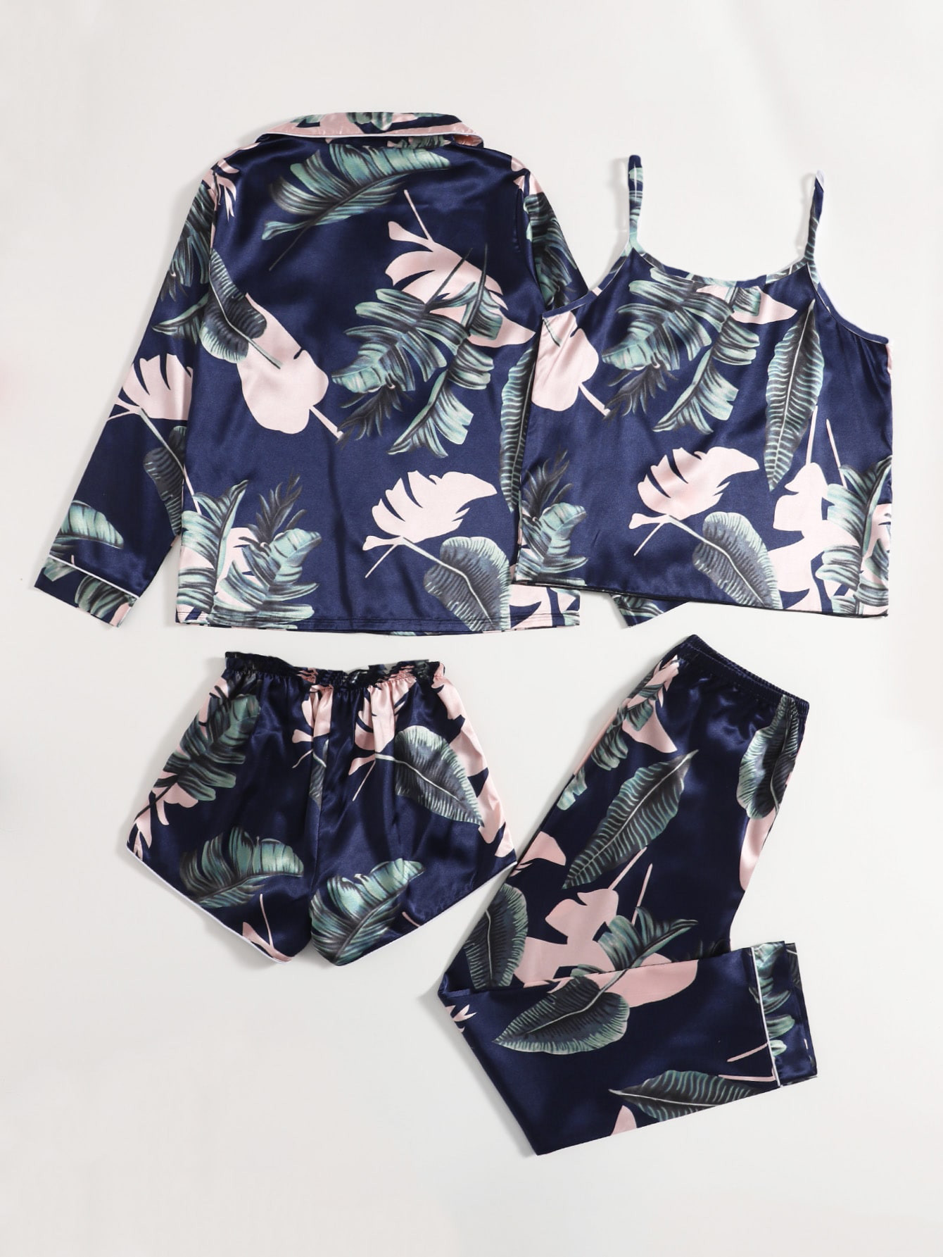 Loose Version Tropical Pattern Summer Season Women's Fashion Tropical Polyester Printing Pants Sets
