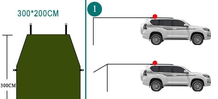 Rainproof and sunproof car side tent, outdoor camping tent for cars, SUV side tent, camping canopy