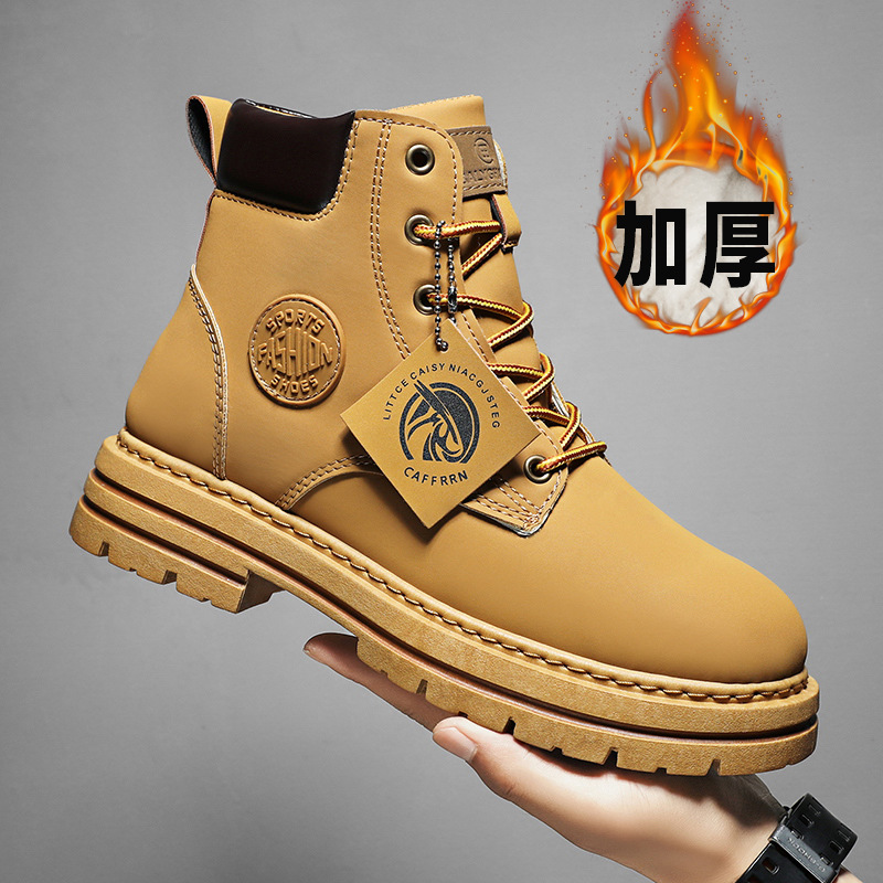 Botas Martin para hombres retro estilo británico botas de ruibarbo moda versátil con veludo calentamiento invierno grueso aumento de altura botas de herramienta image 6