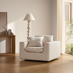 意式極簡設計師亞麻布藝旋轉單人椅法式中古創意輕奢客廳休閒沙發
