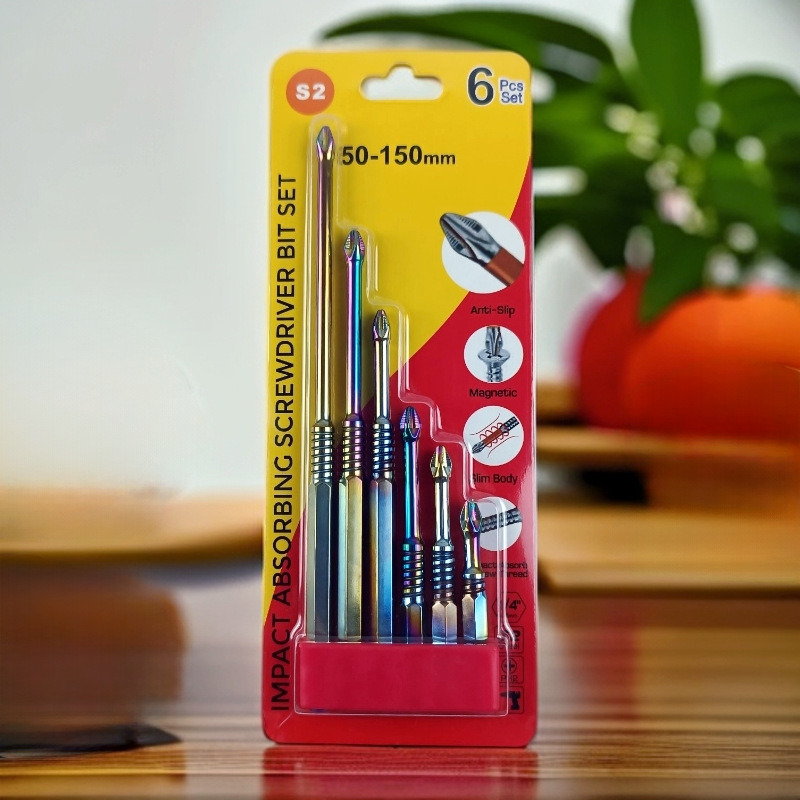 批头组套防滑磁力S2材质一字6件套拆卸工具十字螺丝刀枪头