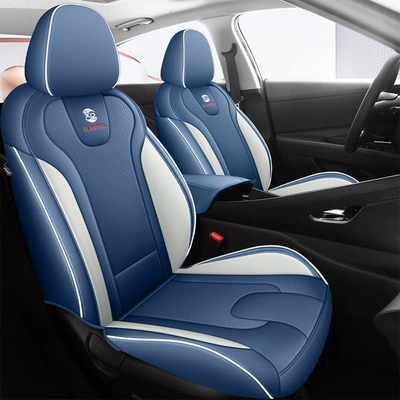 Covers, All-Season Wear-Resistant Leather | Modelə uyğun (Original) oturacaq örtükləri - blue-white-standard-edition-21-24-seselhev-blue-rear-cap-is-not-removable