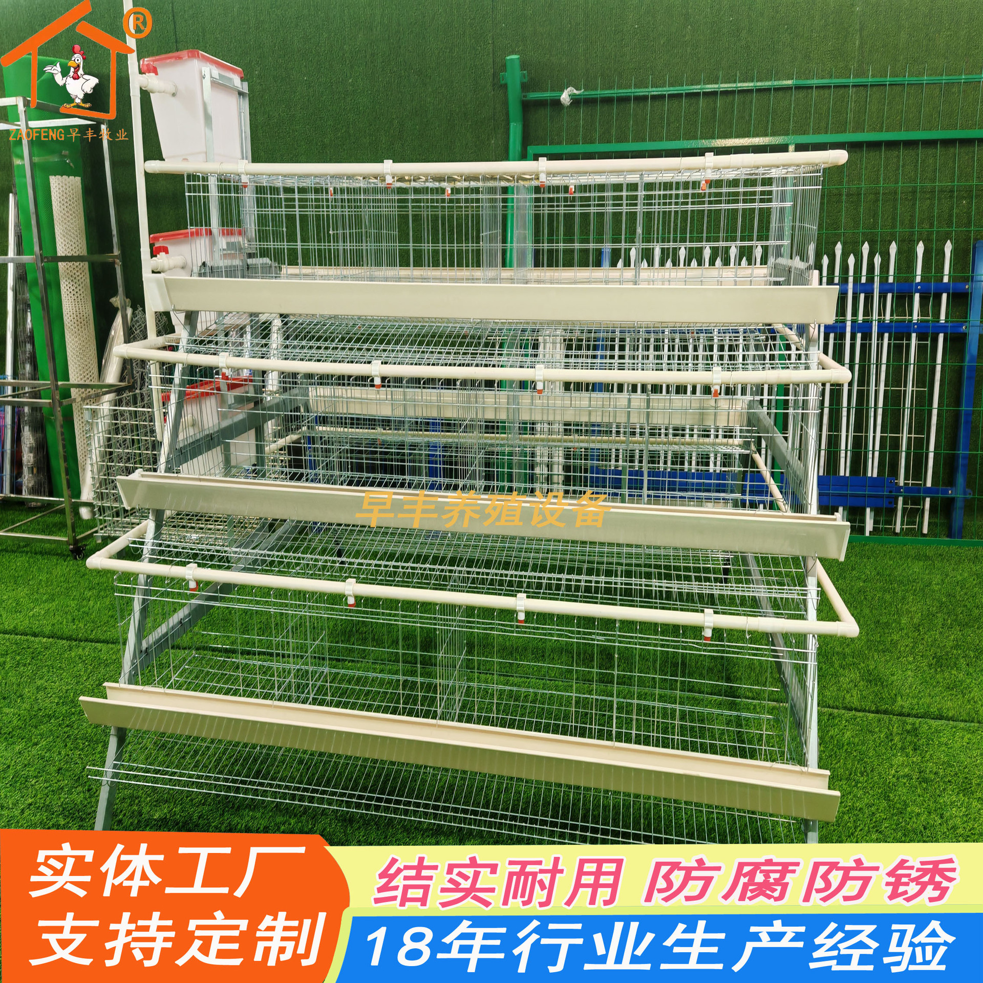 Jaula doméstica equipo de cría de gallinas ponedoras de tres capas escalón jaula de huevos galvanizado en frío en caliente agua potable automática limpieza automática de estiércol image 4