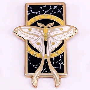 Comet moth hard enamel pin fantasy art animal brooch
