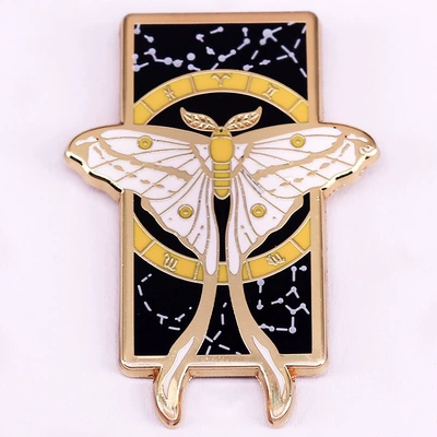 Comet moth hard enamel pin fantasy art animal brooch