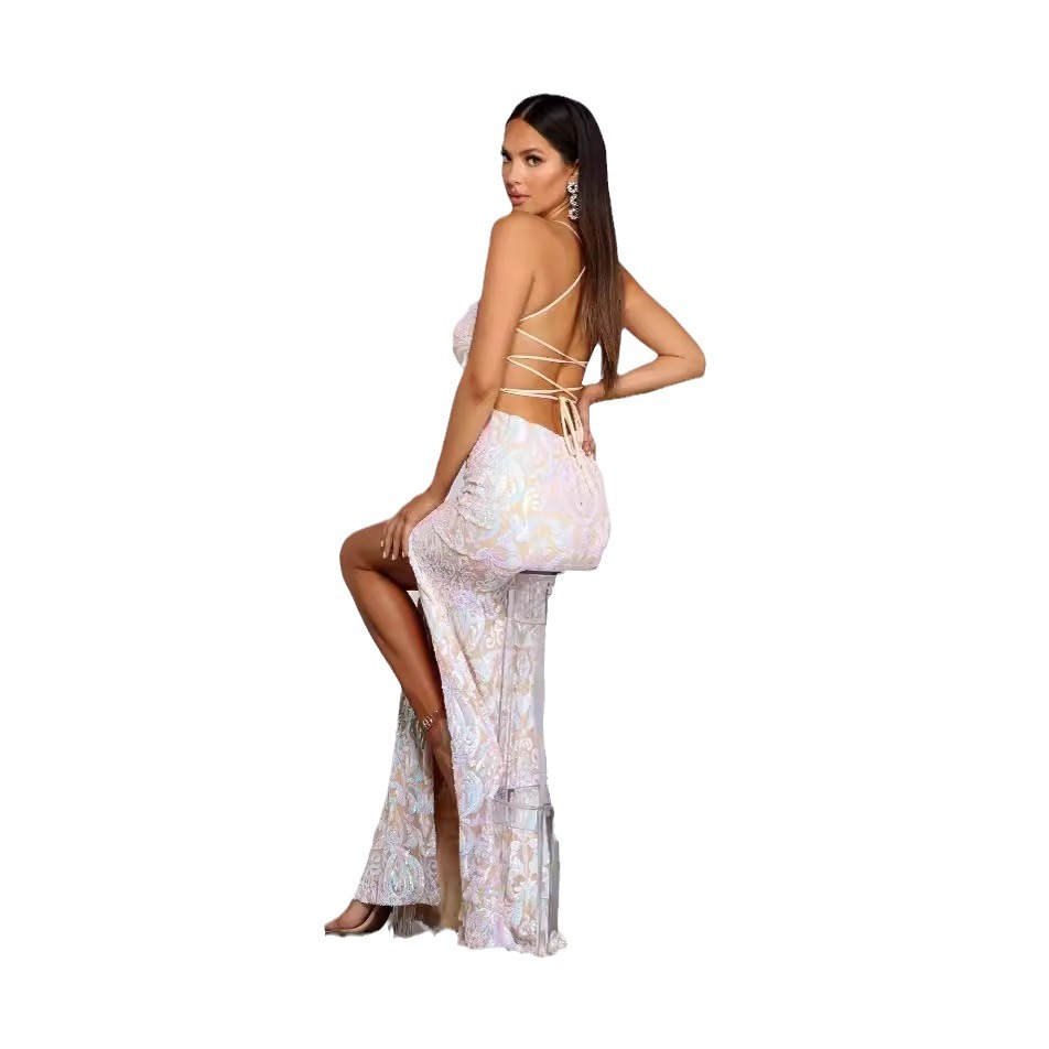 Ventas transfronterizas calientes nuevas mujeres europeas y estadounidenses fiesta esquinilla sexy vestido vestido de hombro solo (3 colores) image 6