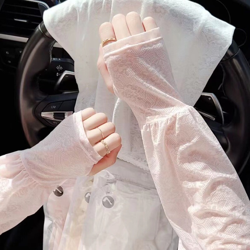 Summer Lace Gentle Fairy Style Sun Protection Ice Sleeves Thin Driving Outdoor Sun Protection Loose Sleeves Women's Ice Silk Sleeves Summer Lace Gentle Fairy Style Sun Protection Ice Sleeves Thin Driving Outdoor Sun Protection Loose Sleeves Women's Ice Silk Sleeves