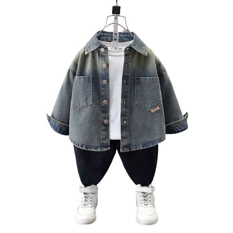 7544 Chaqueta de camisa de mezclilla de primavera para niños 2025 Nuevos modelos de primavera y otoño para niños Tops de estilo coreano de primavera