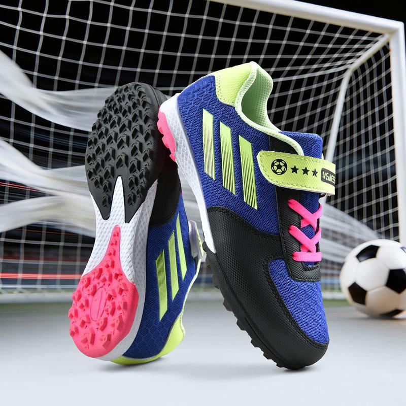 Zapatos de Fútbol Infantil con Tacos TF con Cierre de Velcro para Interiores y Exteriores