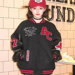 2025超火春装開春PU春野球コート新型女性アメリカ野球服ジャケット春秋モデル潮牌