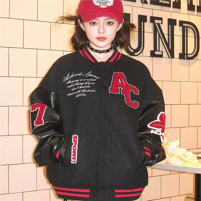 2025 Супер Огонь Весенний ПУ Весенний Бейсбольный Пиджак Новый женский американский бейсбольный костюм куртка Весна Осенний прилив Бренд