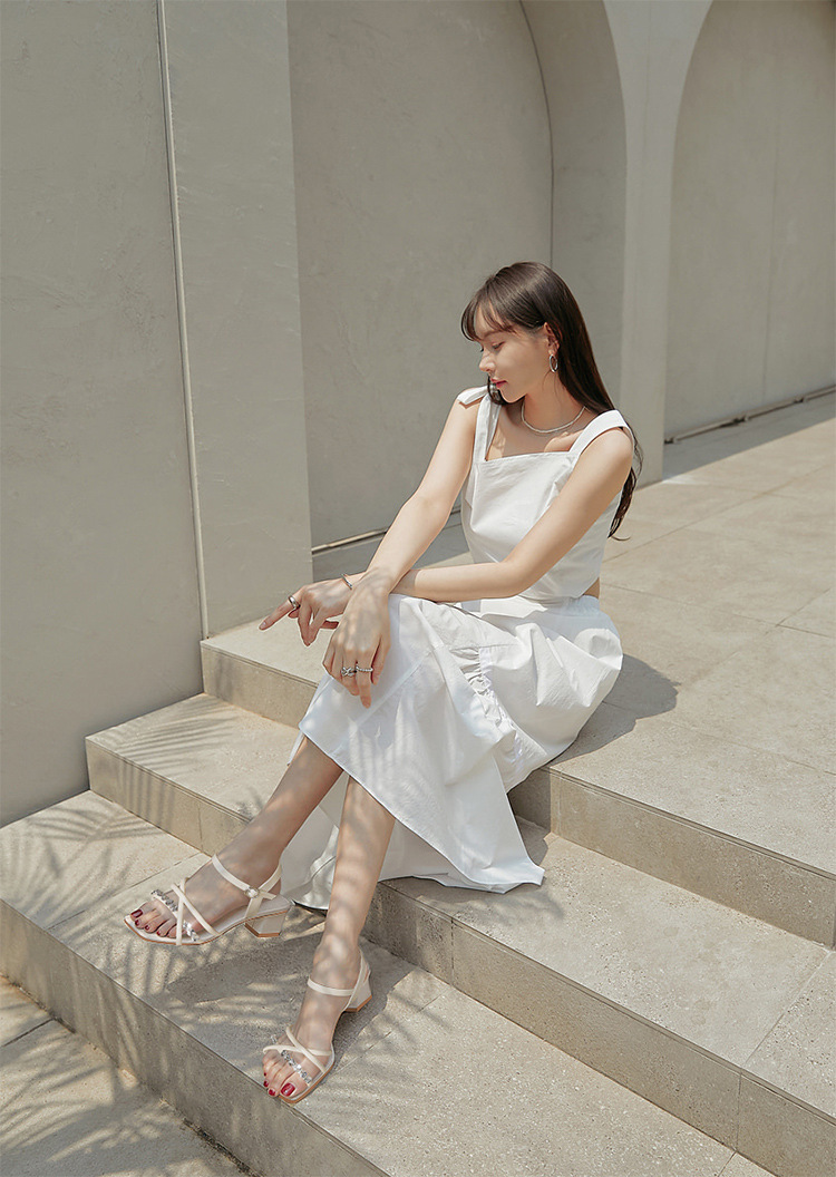 Sandal La Mã nữ đế dày đính đá gót vuông phong cách cổ điển — JF188 màu be chi tiết 6