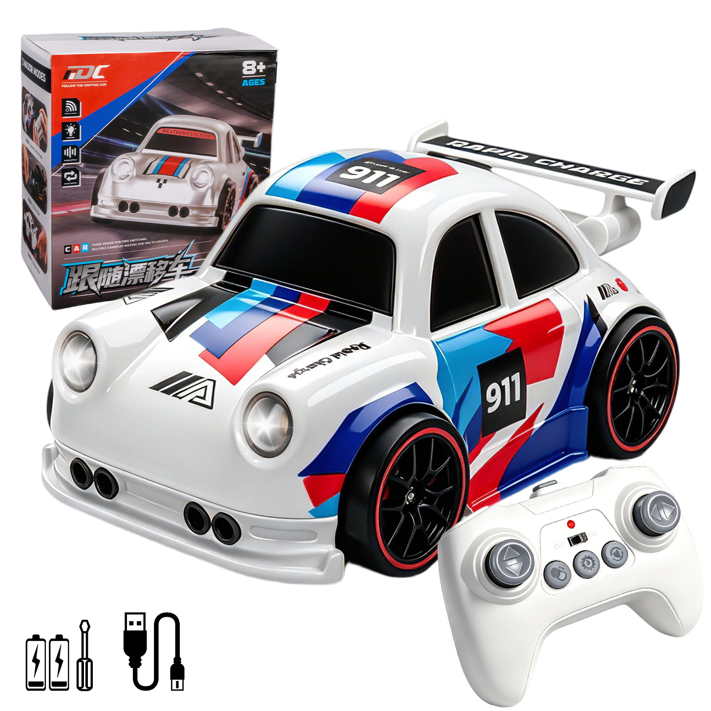 Coche de Carreras de Control Remoto Eléctrico de Plástico con Luces para Niños image 6