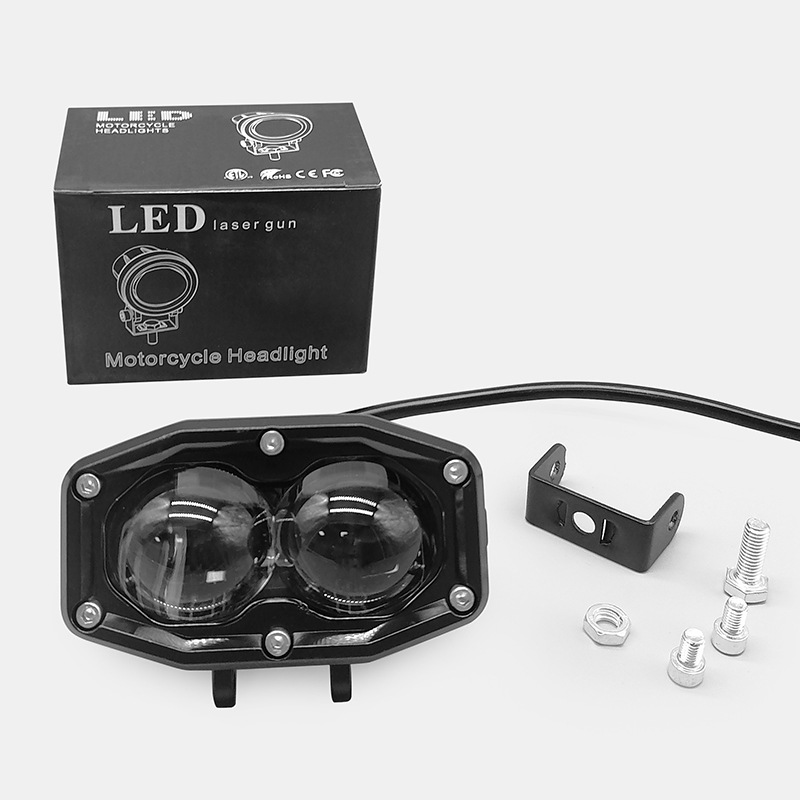 LED de dos perlas de automóvil eléctrico de alto brillo LED foco amarillo y blanco doble luz flash motor faro de pavimentación de carretera reforma externa image 5