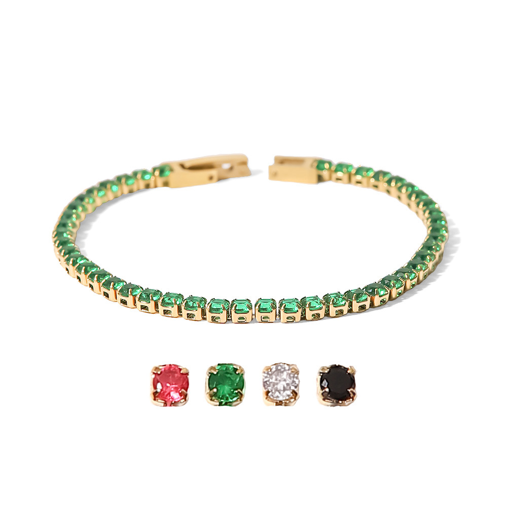 Fashion Solid Color Stainless Steel Bracelets Gold Plated Inlay Zircon Stainless Steel Bracelets