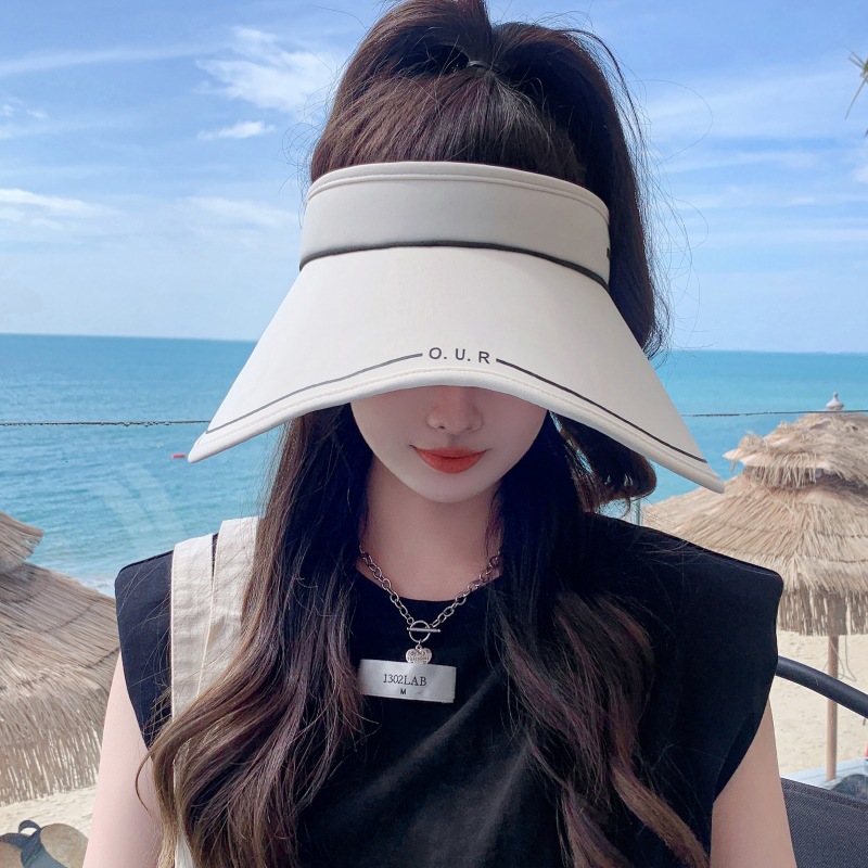 topless hat women‘s new sun-proof broad-brimmed hat big head circumference niche personality cover full face summer uv sun hat tide