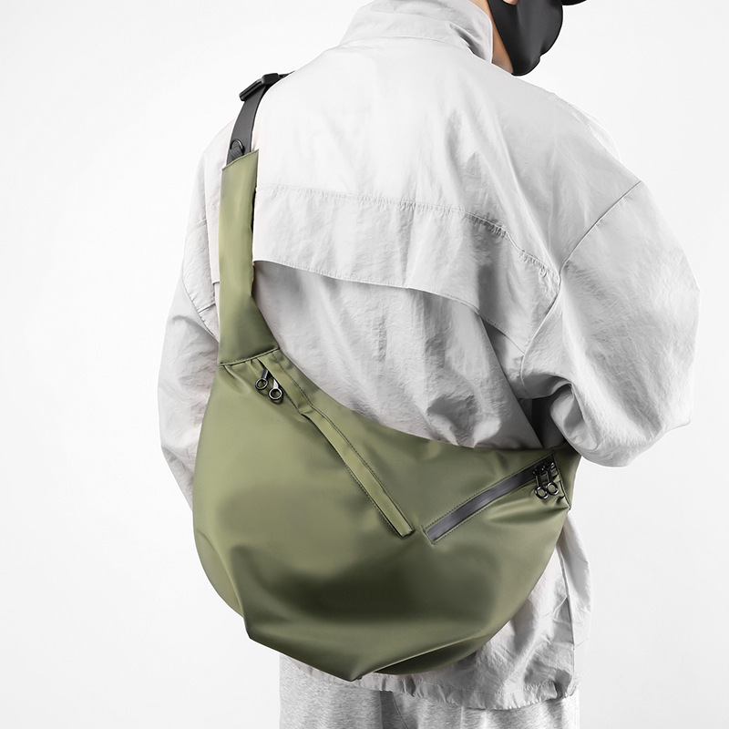 Japanese-Style Crossbody Bag for Men, Simple Solid Color Large Capacity Dumpling Bag, Backpack, Student Shoulder Bag, Lightweight Waterproof School Bag