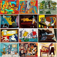 毕加索著名抽象绘画线条帆布画海报墙艺术客厅现代装饰画