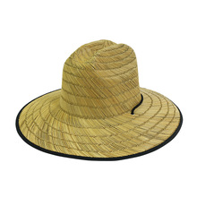空心草包边系绳草帽户外海边沙滩草帽跨境热卖夏季遮阳草帽拉菲草