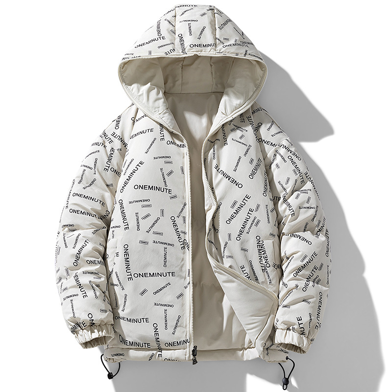 Double sided down men's plus size winter thick warm jacket, couple's casual hooded cotton jacket_voghion.com