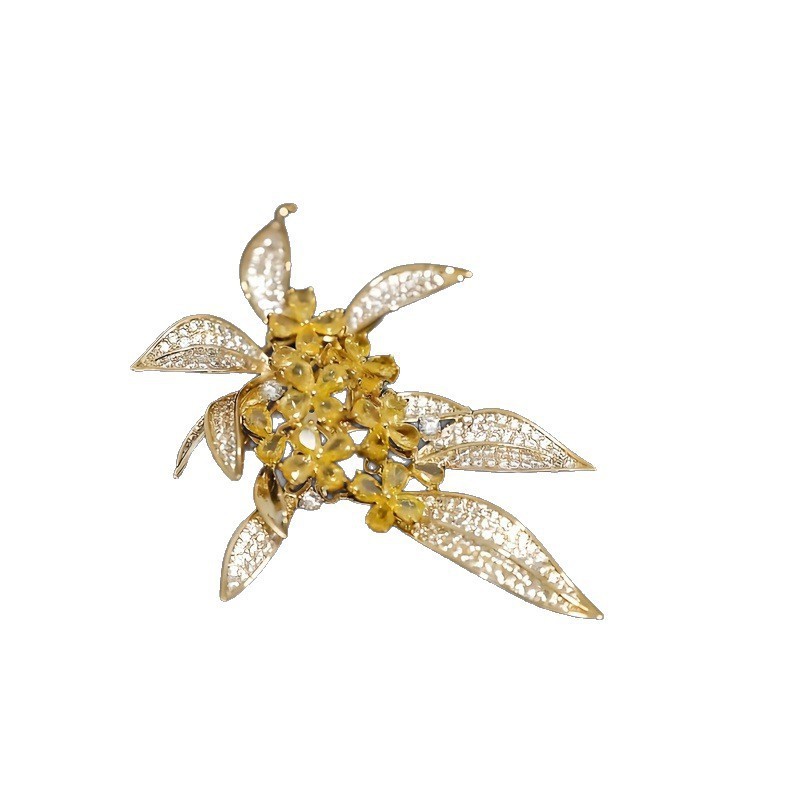 High-End Elegant Osmanthus Brooch, High-End Women's Precision Micro-Paved Zircon Flower Brooch, Luxury Jewelry-Grade Clothing Accessories