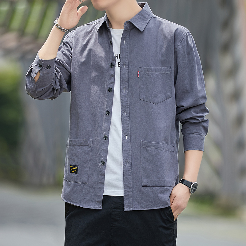 Primavera y otoño camisa de hombre de algodón de manga larga primavera y otoño camisa de algodón de hombre chaqueta de pulgada chaqueta casual